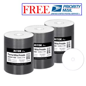 300er-Pack Ritek Pro DVD-R 16X 4,7 GB weiß Thermo Hub bedruckbar leere Medien Disc - Bild 1 von 8
