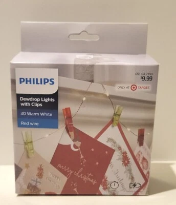 Phillips 30ct Christmas LED Dewdrop String Lights Battery Operated w/clips Red - Image 1 of 4