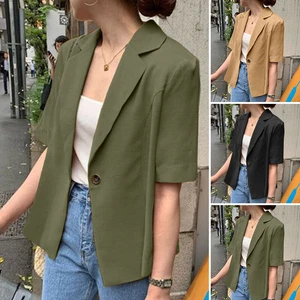 ZANZEA Womens Formal Short Sleeve Blazer Coat OL Office Jacket Cardigan Outwear