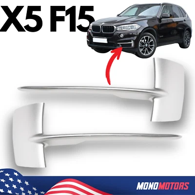 Par de molduras de parachoques delantero pintado plateado para BMW X5 F15 L + R Foto 1 de 4