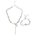 2Pcs Star Moonstone Statement Clavicle Bracelet Necklace for Women Jewerly