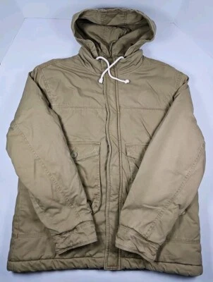 Jaqueta de trabalho masculina de lona prata Quik XL casaco removível com capuz trabalho Y2K - Imagem 1 de 4