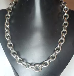 Judith Ripka Sterling Silver Textured HEAVY Rolo Chain Necklace 16" 81 grams - Picture 1 of 6