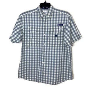 Columbia Mens Long Sleeve Gray Plaid PFG Button Down Shirt Medium - Picture 1 of 7