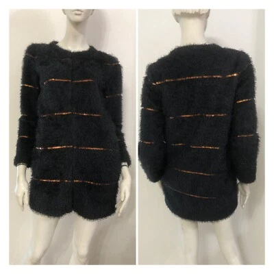 DARLING Cappotto soprabito grigio dettaglio in paillettes Tg S - Imagen 1 de 4