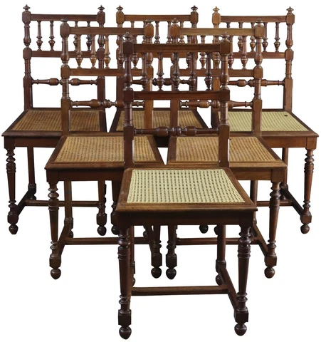 DINING CHAIRS HENRY II FRENCH RENAISSANCE 1920 WALNUT CANE SET 6 OPEN S Cover