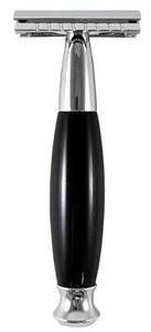 Cepilla de afeitar pesada HANS BAIER 10 cm mango metal cromado acrílico negro 3 piezas - Imagen 1 de 6