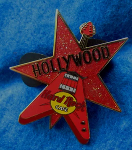 HOLLYWOOD *MOVIE WALK OF FAME STARS* RED FLYING V GUITAR LOGO Hard Rock Cafe PIN - Picture 1 of 1