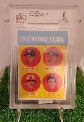 1963 Topps Pete Rose #537 RC Rookie Reds BVG Beckett 6 High End RARO 🔥 Foto 1 de 2