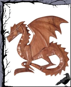Madera medieval tallada adornos de pared - Dragón Sedeo Sinistrorsum - Imagen 1 de 1