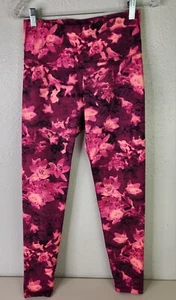 Old Navy Women's Active Wear Leggings Size Medium Dark Pink Floral - Picture 1 of 11