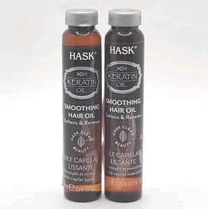 Hask Beauty 2 PACK Keratin Oil Smoothing Hair Oil, Soften & Renew 18mL Each NEW - Picture 1 of 4