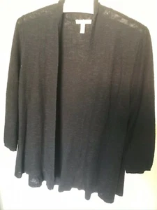 Eileen Fisher Black Buttonless Lined Knit Cardigan - Size L - Picture 1 of 5