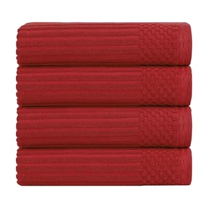 Soho Ribbed Textured Cotton Ultra-Absorbent Bath Towel Set of 4 - Picture 1 of 151