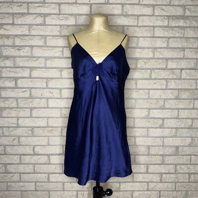 Vestido sin Mangas Vintage Gilligan & O’Malley Azul Marino Semi Transparente Corte Sesgado Talla Grande Foto 1 de 4