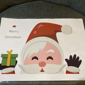 Weihnachten Fensterklammern Schneeflocken Rentier Weihnachtsmann Fensteraufkleber 4 Blatt - Bild 1 von 2