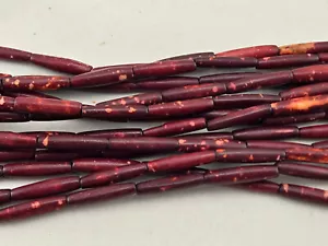 190+ PIECES WINE RED TUBE PIPE BUFFALO BONE BEADS 1" - Picture 1 of 3