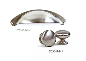 Handles Modern Kitchen/Bathroom Cabinet Hardware Cup Pull Knob Brush Nickel KPT - Picture 1 of 11