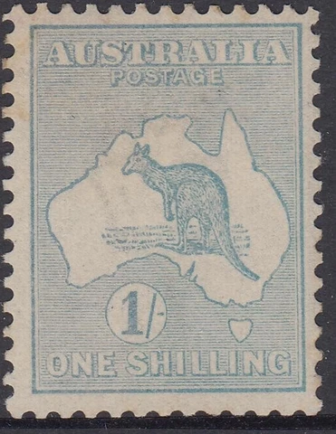 AUSTRALIA Kangaroo 1/- Pale Blue/Green 3rd Wmk.  MUH ... Cat. BW 32A $475 Cover