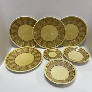 7pcs Taylor Smith Ironstone VINTAGE Honey Gold Dinnerware Plates Bowls - Picture 1 of 6