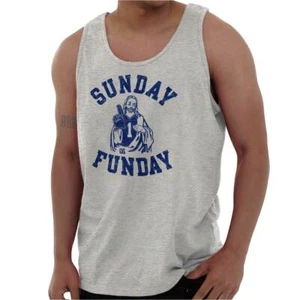 Christian Sunday Funday Religious Jesus Gift Tank Top T Shirts Tees Men Women - Picture 1 of 8