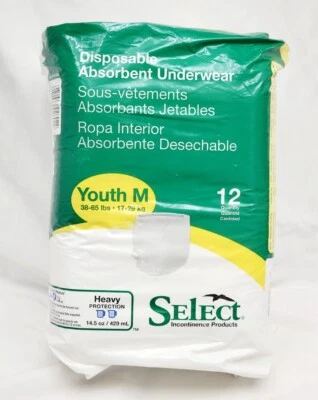 Ropa interior absorbente desechable Tranquility Select para jóvenes protección pesada 38-65 lb Foto 1 de 4