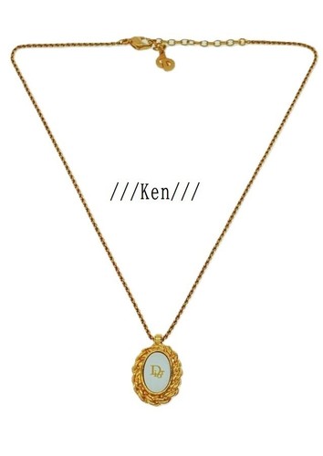 Collana CHRISTIAN DIOR ciondolo catena logo AUTENTICO vintage rara placca oro kenkenjp