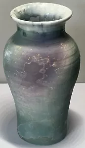 Foss Creek Pottery Raku Vase 9” x 5” in Excellent Used Condition Purple Green - Picture 1 of 8