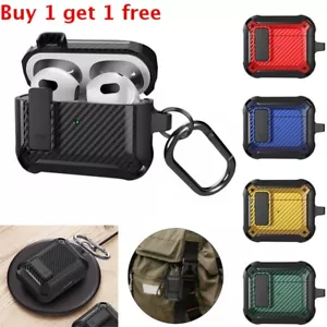For Apple AirPods Pro/3 Charging Case Shockproof Rugged Silicone/TPU Cover Hook - Picture 1 of 26