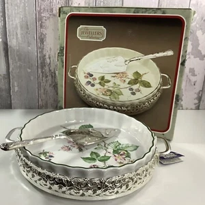 Queen Anne Silver Plated Tableware Flower & Berries Flan Dish Made In England - Picture 1 of 12