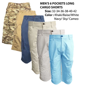 Men's 6 Pocket Long Cargo Shorts (32-42 inch) - Picture 1 of 34