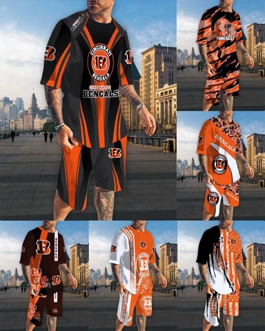 Cincinnati Bengals Fans Summer Outfit 2-Piece Set Short Sleeve Shirt Shorts Gift Cover