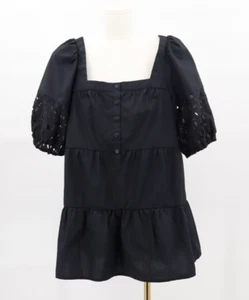 Túnica Anthropologie Maeve Everly en Niveles Ojales Babydoll Top Algodón Cuello Cuadrado S - Imagen 1 de 5