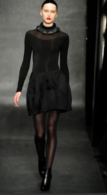 Donna Karan 黑色标签系列跑道 2010 羊毛丝绸泡泡裙 4 码 — 第 1/4 张图片