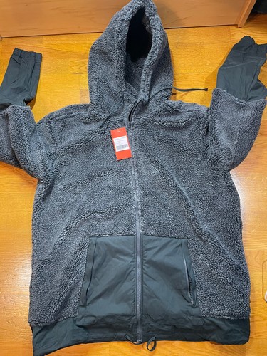 BURBERRY Jack Threads giacca uomo in pile sherpa taglia XL cerniera intera con cappuccio stringhe Nuova con etichette