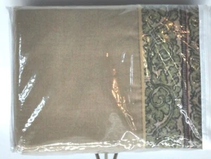 Thomasville Queen Sheets Sultan 220 Thread Cotton Beige/Burgundy/Teal Floral - Picture 1 of 3