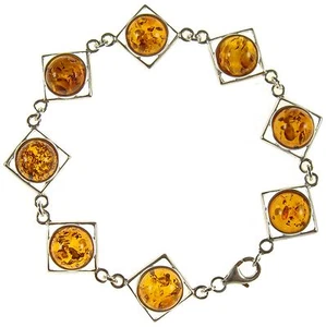 Bracciale donna in ambra naturale baltica e argento 925 - 20cm - Foto 1 di 1