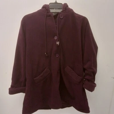 NWOT Roamans Plum Button Down Long Sleeve Hooded Coat Size 1X (22/24) - Image 1 of 4