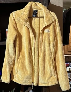 North Face Jacke Damen gelb Kunstfell Fleece durchgehender Reißverschluss Größe L - gebraucht - Bild 1 von 3