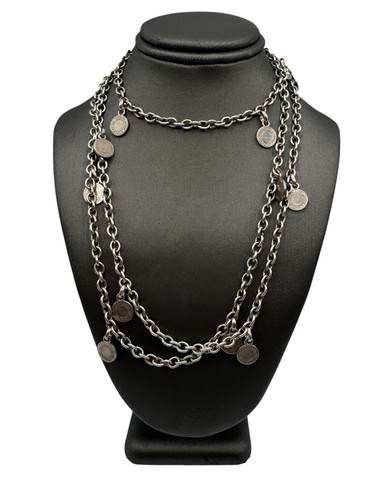 COLLANA COACH ARGENTO STERLING 40 POLLICI PENDENTI LUNGHI 925 42G PESANTE