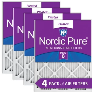 16x20x1 (15_1/2x19_1/2) Pleated MERV 8 Air Filters 4 Pack - Picture 1 of 7