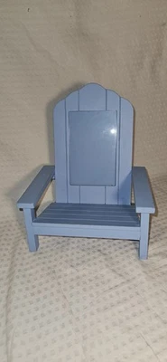 Silla de playa de madera marco de fotos azul contiene una foto de 4x6 pulgadas 9" de alto 8" de ancho Foto 1 de 4