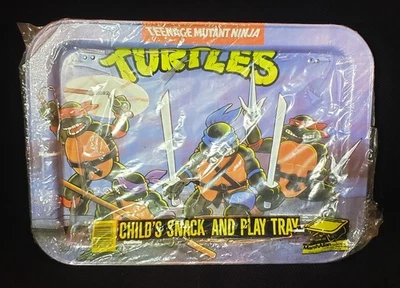 Teenage Mutant Ninja Turtles Vintage 1988 Kids Snack & Play Tray NEW NOS Sealed - Image 1 of 4