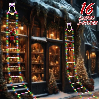 Luz de Navidad Santa para subir escaleras, decoración escalera cadena luces, pared Foto 1 de 4