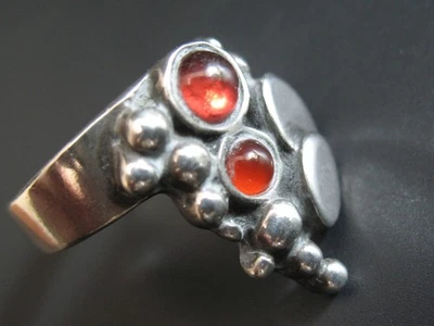 Ring Silber 925 Valdres Solvsmie Norwegen mit Granat Edelsteinen - Bild 1 von 4