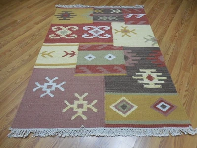 MODERND  ANATOLIA FLATWAVE KILIM GEOMATRIC  TURKISH OUSHAK DESIGN 4x6 RUG - Image 1 of 4