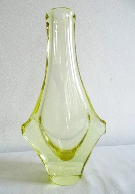 60er Jahre Glas Vase Miroslav Klinger gelb 1380 gramm - Bild 1 von 4
