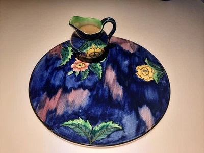 Vintage H & K Tunstall Pottery Plate And Jug Hand Painted - Image 1 of 4