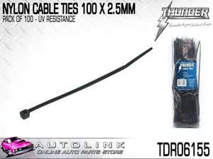 THUNDER BLACK NYLON CABLE TIES UV RESISTANT 100mm x 2.5mm 100PK - TDR06155 - Picture 1 of 1