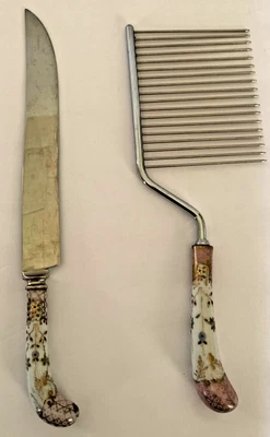 Peine rompedor de pasteles Prill vintage y mango de porcelana para servidor rosa Sheffield Inglaterra Foto 1 de 4